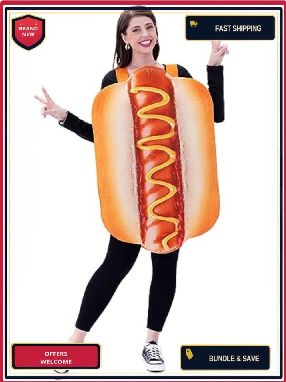 Hot Dog Costume Cosplay One Size Adult Halloween Party